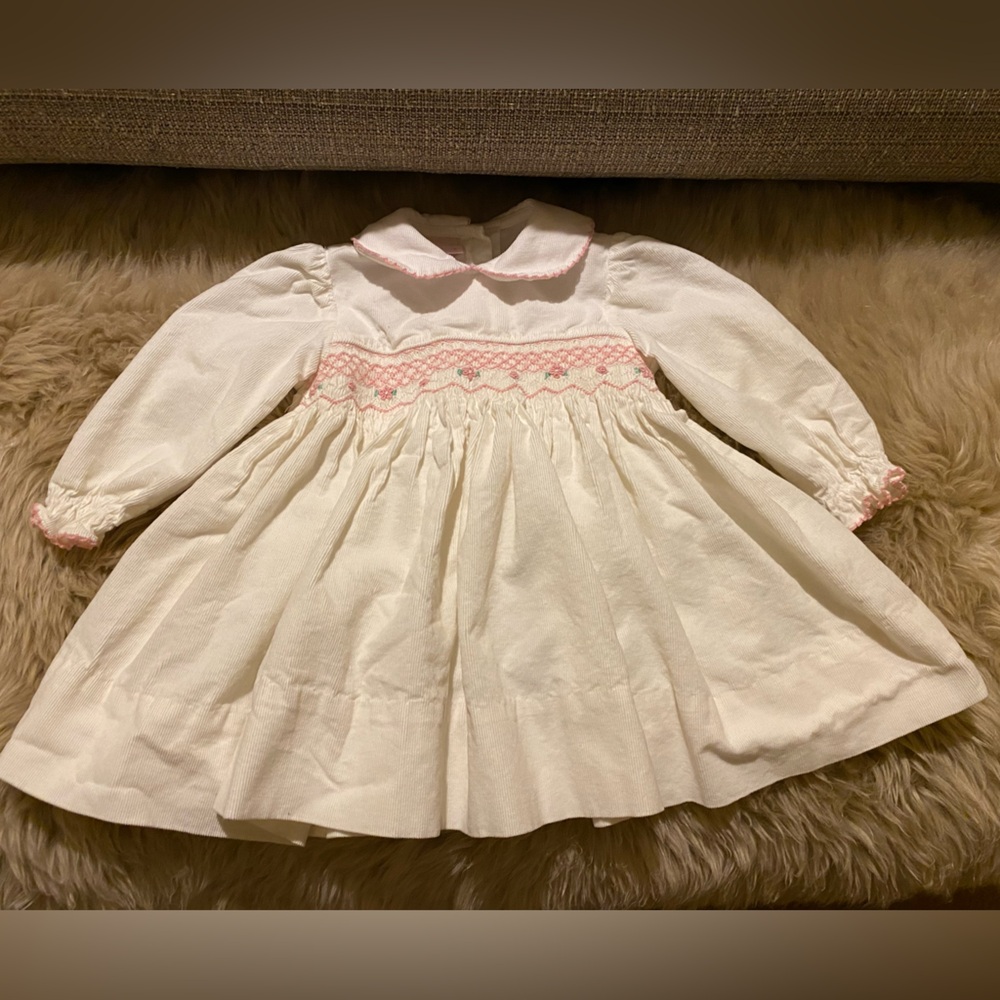 PETIT BEBE BABY White Corduroy Dress size 3M